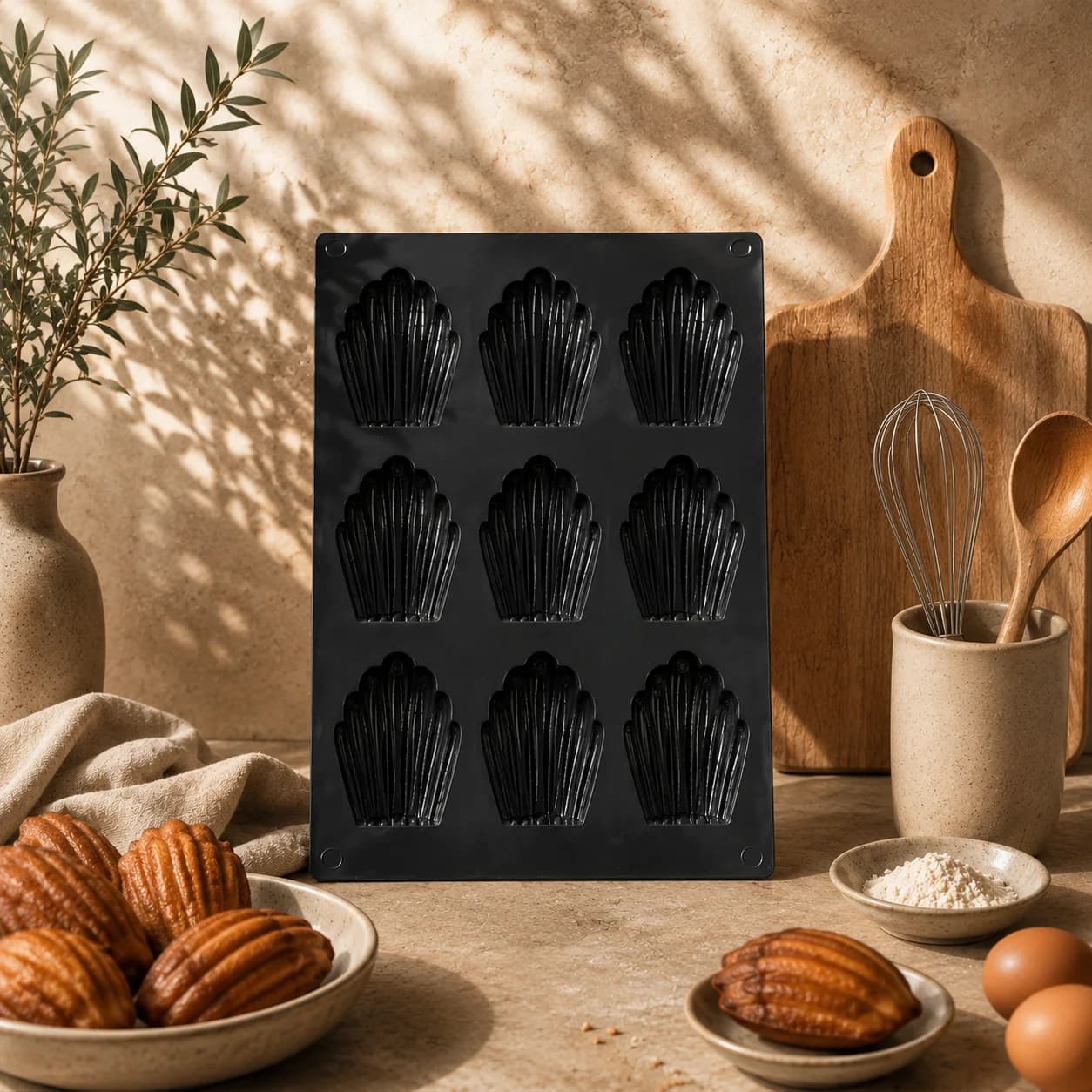 Madeleines dorées et leur moule BAEKÖ